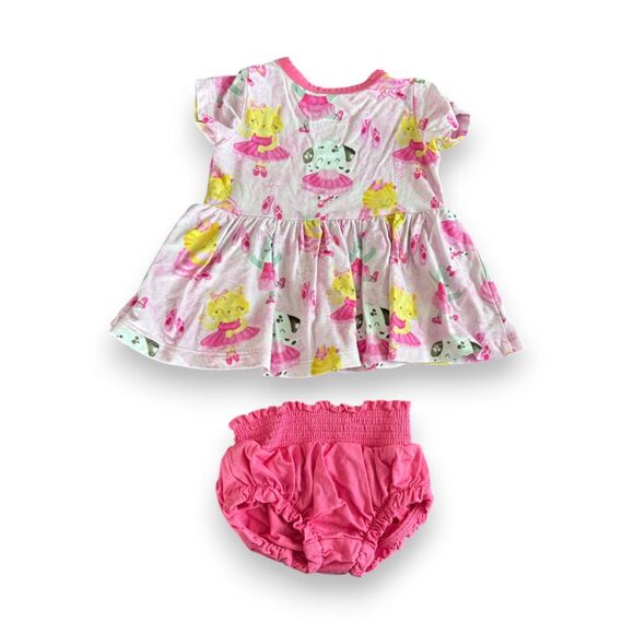 Birdie Bean Cassie Bamboo Peplum Set 3-6 Months Dog and Cat Ballerinas VGUC - Picture 1 of 3